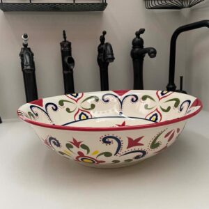 Chậu lavabo đặt bàn Kanly sứ hoa văn SU402