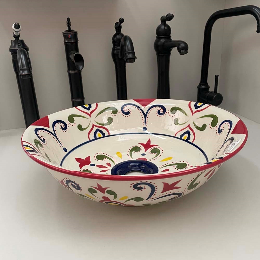 Chậu lavabo đặt bàn Kanly sứ hoa văn SU402