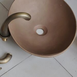 Chậu Lavabo Kanly BS048 đặt bàn đồng thau giả cổ 430x340x120 mm