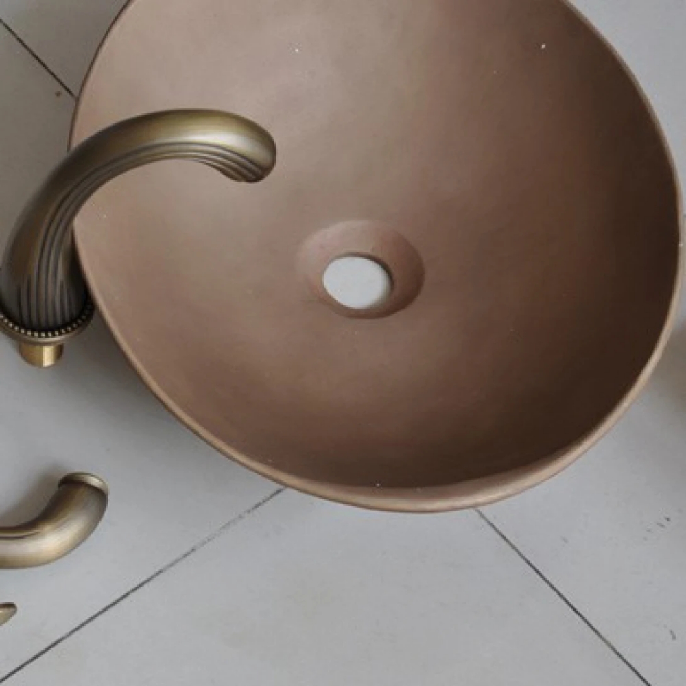 Chậu Lavabo Kanly BS048 đặt bàn đồng thau giả cổ 430x340x120 mm