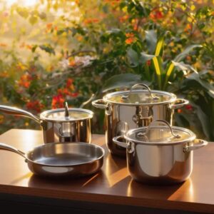 Bộ nồi chảo inox NOBINOX GUN NX500 làm từ chất liệu Inox