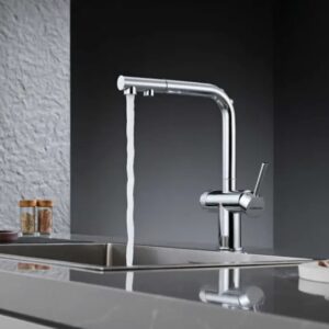 Vòi rửa chén dây rút 3 đường nước NOBINOX MIRA NX333 kiểu dáng chữ L thanh lịch