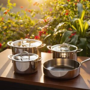 Bộ nồi inox NOBINOX PLANUM NX800 được thiết kế theo phong cách hiện đại với bề mặt inox bóng