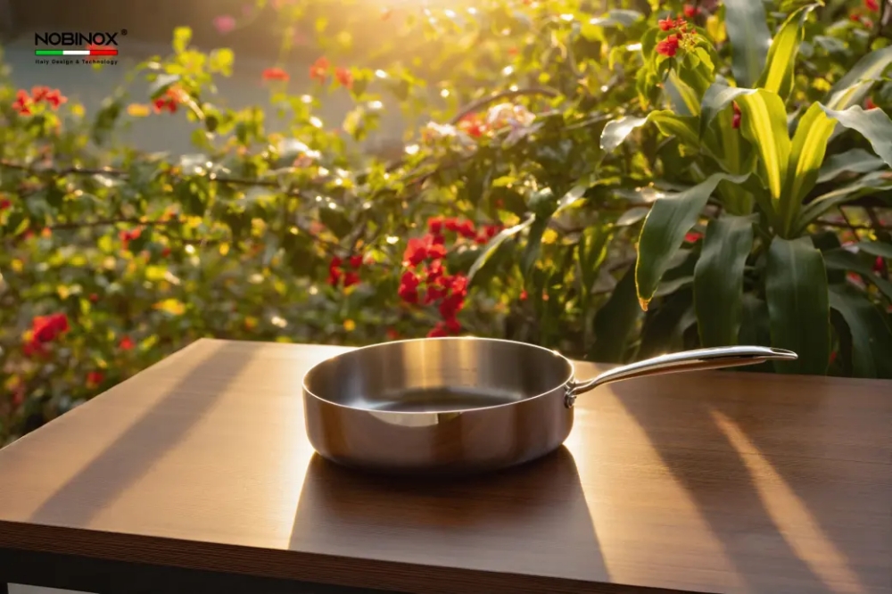 Cấu trúc đáy nồi 5 lớp kim loại giúp tăng hiệu quả truyền và giữ nhiệt