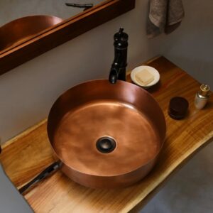 Chậu lavabo Kanly RSC402V đặt bàn đồng thau kiểu cổ tròn 376x115 mm