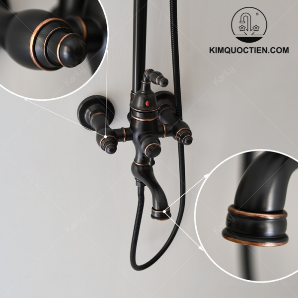 Sen Cây Kanly GCS14B Nóng Lạnh Đồng Thau Cổ Điển Màu Đen