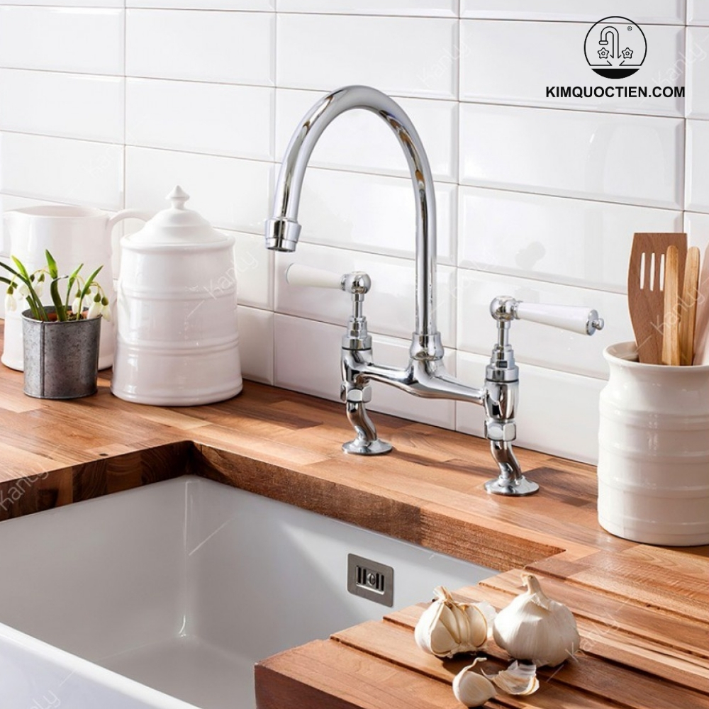 Vòi Rửa Chén Bát Kanly CHC20 Bằng Đồng Mạ Chrome Nóng Lạnh