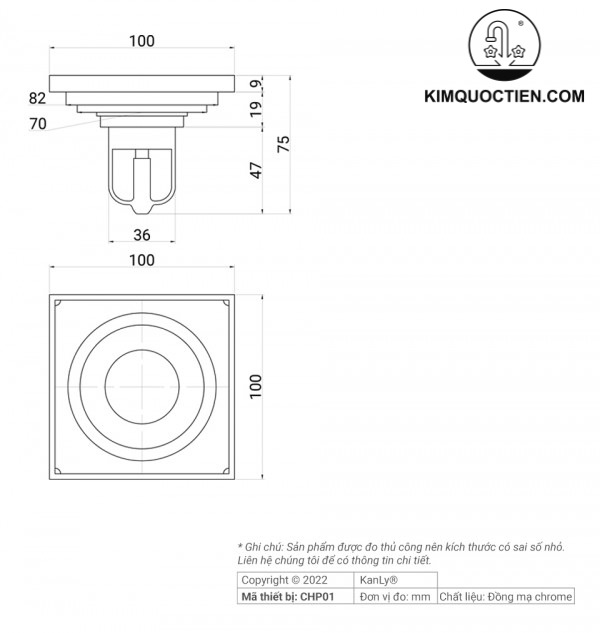 Phễu thoát sàn Kanly CHP01
