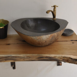 Bàn Mặt Gỗ Tự Nhiên Đặt Chậu Lavabo Kanly FW05