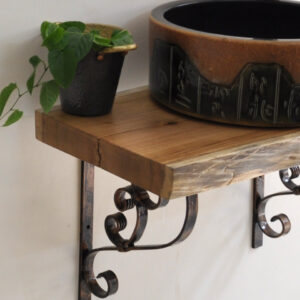 Bàn Mặt Gỗ Tự Nhiên Đặt Chậu Lavabo Kanly FW05