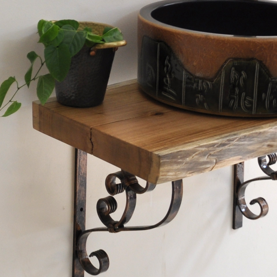 Bàn Mặt Gỗ Tự Nhiên Đặt Chậu Lavabo Kanly FW05