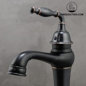 Vòi Lavabo Kanly Cổ Cao GCA14B Bằng Đồng Cổ Điển Màu Đen