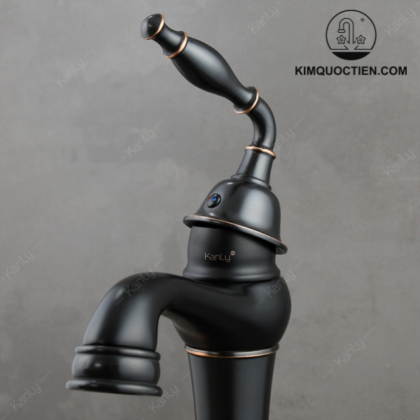 Vòi Lavabo Kanly Cổ Cao GCA14B Bằng Đồng Cổ Điển Màu Đen