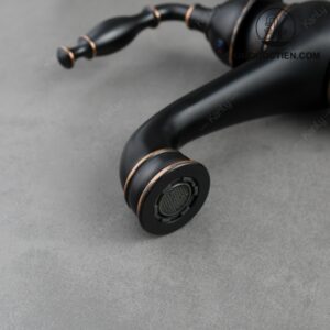 Vòi Lavabo Kanly Cổ Cao GCA14B Bằng Đồng Cổ Điển Màu Đen