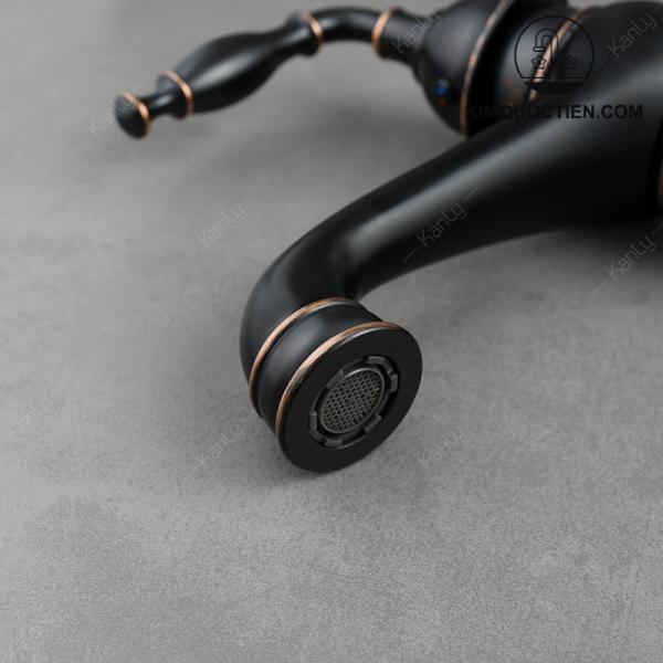 Vòi Lavabo Kanly Cổ Cao GCA14B Bằng Đồng Cổ Điển Màu Đen