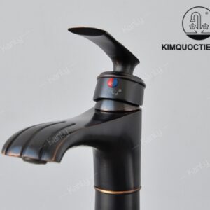 Vòi Lavabo Kanly GCA41B Nóng Lạnh Cổ Cao Bằng Đồng Màu Đen
