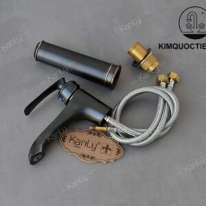 Vòi Lavabo Kanly GCA41B Nóng Lạnh Cổ Cao Bằng Đồng Màu Đen