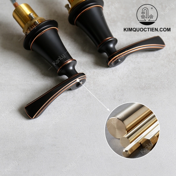 Vòi Lavabo Kanly GCB02B Nóng Lạnh 3 Lỗ Bằng Đồng Màu Đen