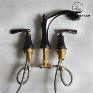 Vòi Lavabo Kanly GCB02B Nóng Lạnh 3 Lỗ Bằng Đồng Màu Đen