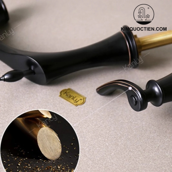 Vòi Xả Bồn Tắm 5 Lỗ Kanly GCB06B Nóng Lạnh Bằng Đồng Màu Đen