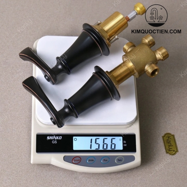 Vòi Xả Bồn Tắm 5 Lỗ Kanly GCB06B Nóng Lạnh Bằng Đồng Màu Đen