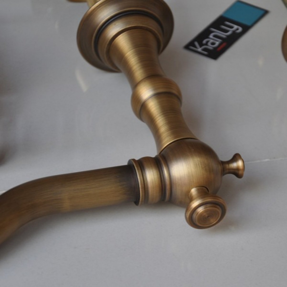 Vòi lavabo nóng lạnh 3 lỗ bằng đồng cổ điển Kanly GCB07