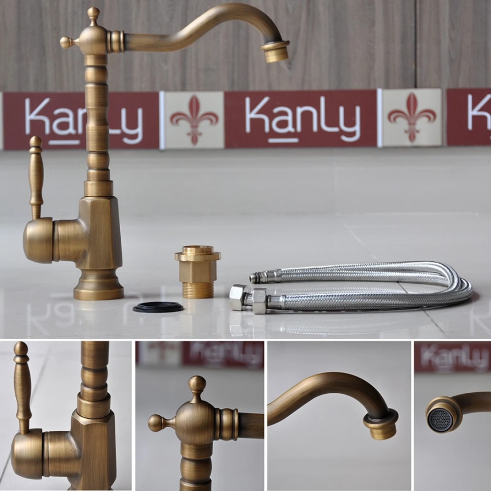 Vòi rửa chén bát Kanly GCC04 nóng lạnh bằng đồng cổ điển