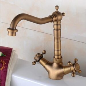 Vòi lavabo Kanly GCC05 nóng lạnh bằng đồng cổ điển