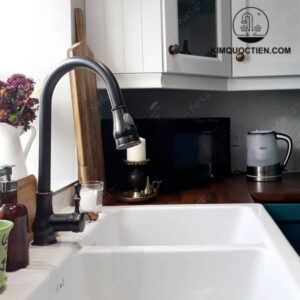 Vòi Rửa Bát Kanly GCC09B Rút Dây Nóng Lạnh Màu Đen