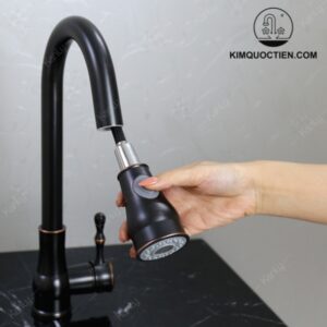 Vòi Rửa Bát Kanly GCC09B Rút Dây Nóng Lạnh Màu Đen