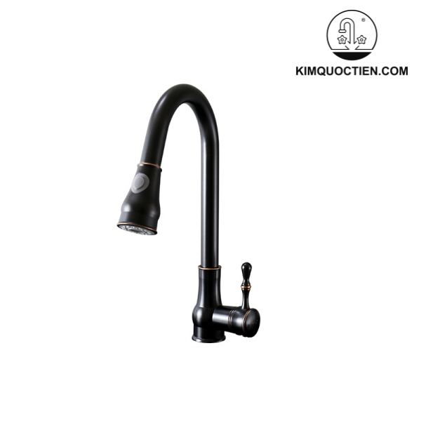 Vòi Rửa Bát Kanly GCC09B Rút Dây Nóng Lạnh Màu Đen