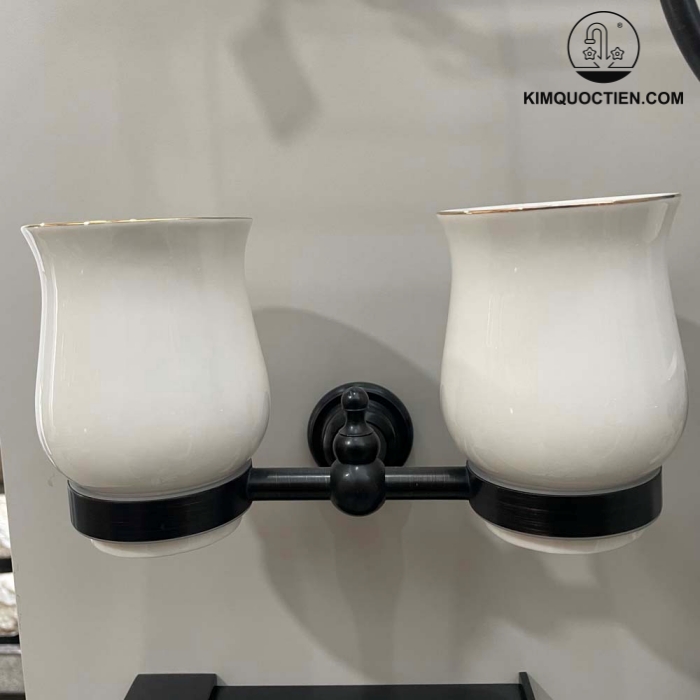 Giá để cốc đôi bằng đồng Kanly GCK08B