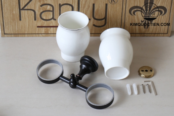 Giá để cốc đôi bằng đồng Kanly GCK08B