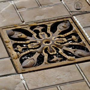 Phễu Thoát Sàn Hoa Văn Kanly GCP07 Bằng Đồng