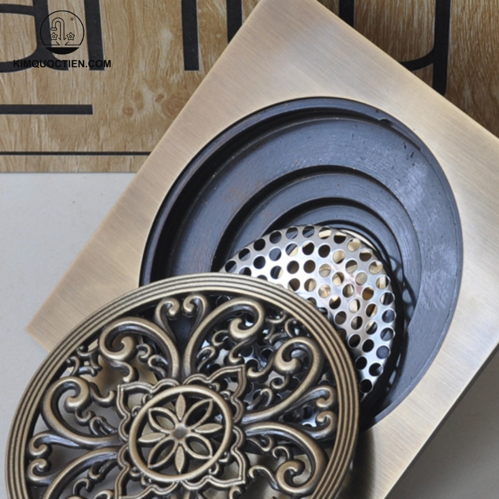 Phễu Thoát Sàn Hoa Văn Kanly GCP15C Bằng Đồng