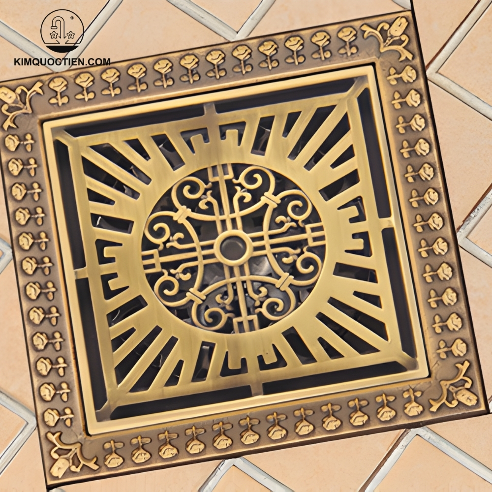 Phễu Thoát Sàn Kanly GCP22 Hoa Văn Bằng Đồng