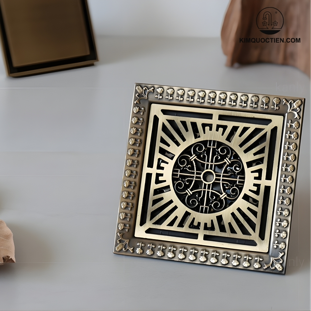 Phễu Thoát Sàn Kanly GCP22 Hoa Văn Bằng Đồng