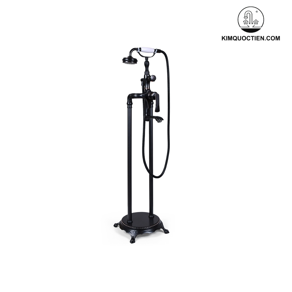 Vòi Sen Xả Bồn Tắm Kanly GCS09B Nóng Lạnh Đặt Sàn Bằng Đồng Màu Đen