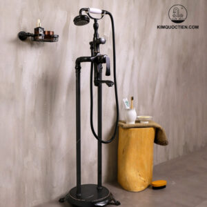 Vòi Sen Xả Bồn Tắm Kanly GCS09B Nóng Lạnh Đặt Sàn Bằng Đồng Màu Đen