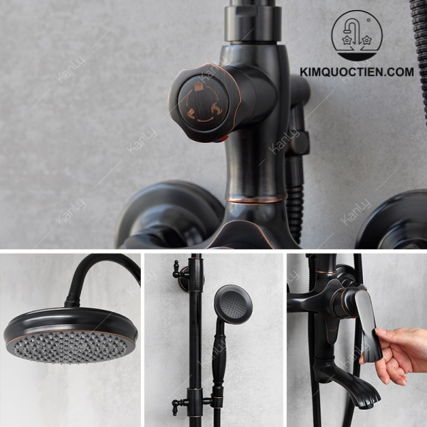 Vòi Sen Cây Kanly GCS13B Nóng Lạnh Cổ Điển Màu Đen
