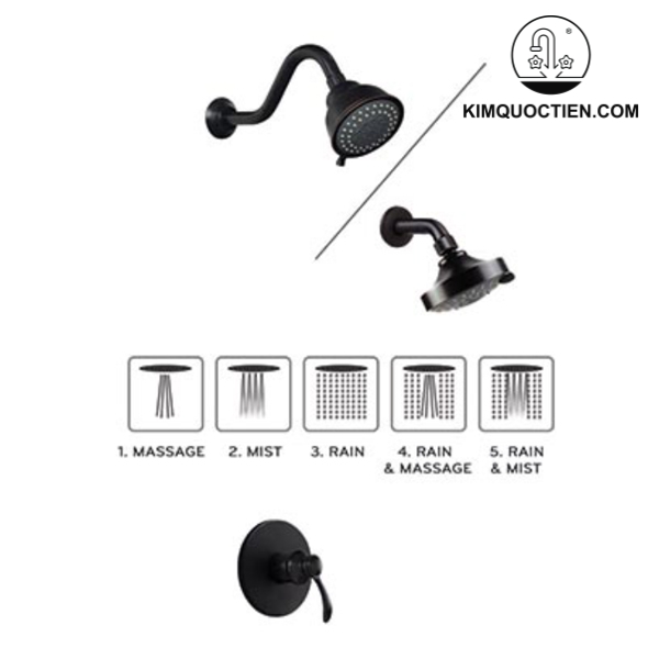 Vòi Sen Âm Tường Kanly GCS77B Nóng Lạnh Đồng Thau Cổ Điển Màu Đen