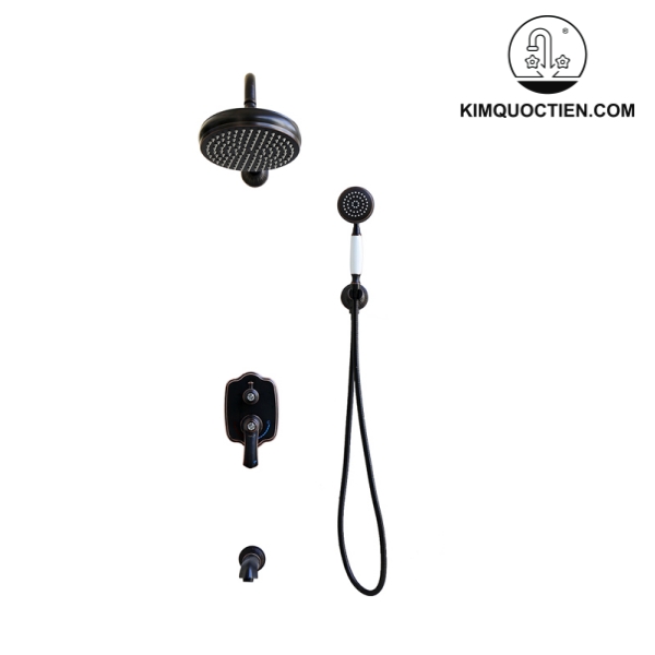 Vòi Sen Âm Tường Kanly GCS78B Nóng Lạnh Đồng Thau Cổ Điển Màu Đen