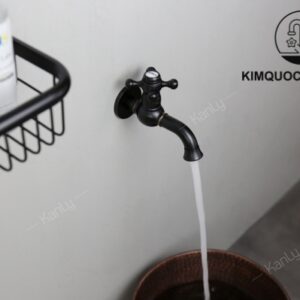 Vòi Gắn Tường Kanly GCT02B Lạnh Bằng Đồng Màu Đen