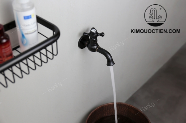 Vòi Gắn Tường Kanly GCT02B Lạnh Bằng Đồng Màu Đen