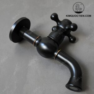 Vòi Gắn Tường Kanly GCT02B Lạnh Bằng Đồng Màu Đen
