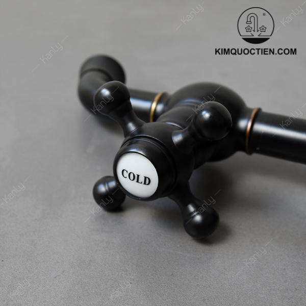 Vòi Gắn Tường Kanly GCT02B Lạnh Bằng Đồng Màu Đen