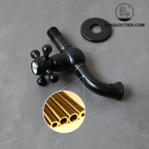 Vòi Gắn Tường Kanly GCT02B Lạnh Bằng Đồng Màu Đen