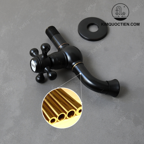 Vòi Gắn Tường Kanly GCT02B Lạnh Bằng Đồng Màu Đen