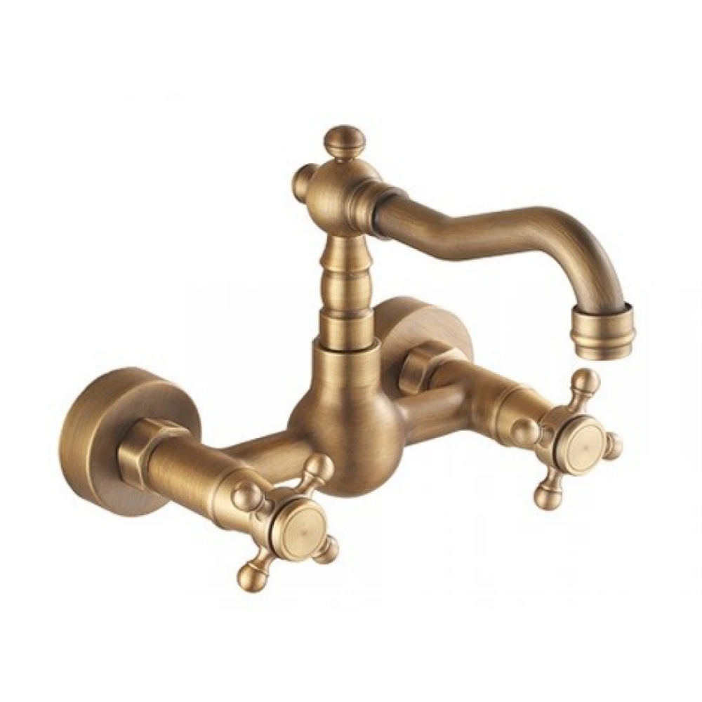 Vòi lavabo Kanly GCT06 nóng lạnh gắn tường bằng đồng