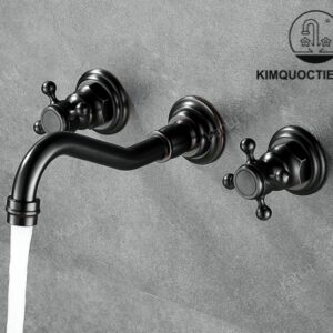 Vòi Gắn Tường Kanly GCT08B Nóng Lạnh Bằng Đồng Màu Đen